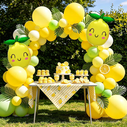 6Pcs Lemon Foil Balloons with Leaves for She Found Her Main Squeeze Bridal Shower Freshly Graduated Summer Fruit Lemon Themed Birthday Baby Shower Party Decorations