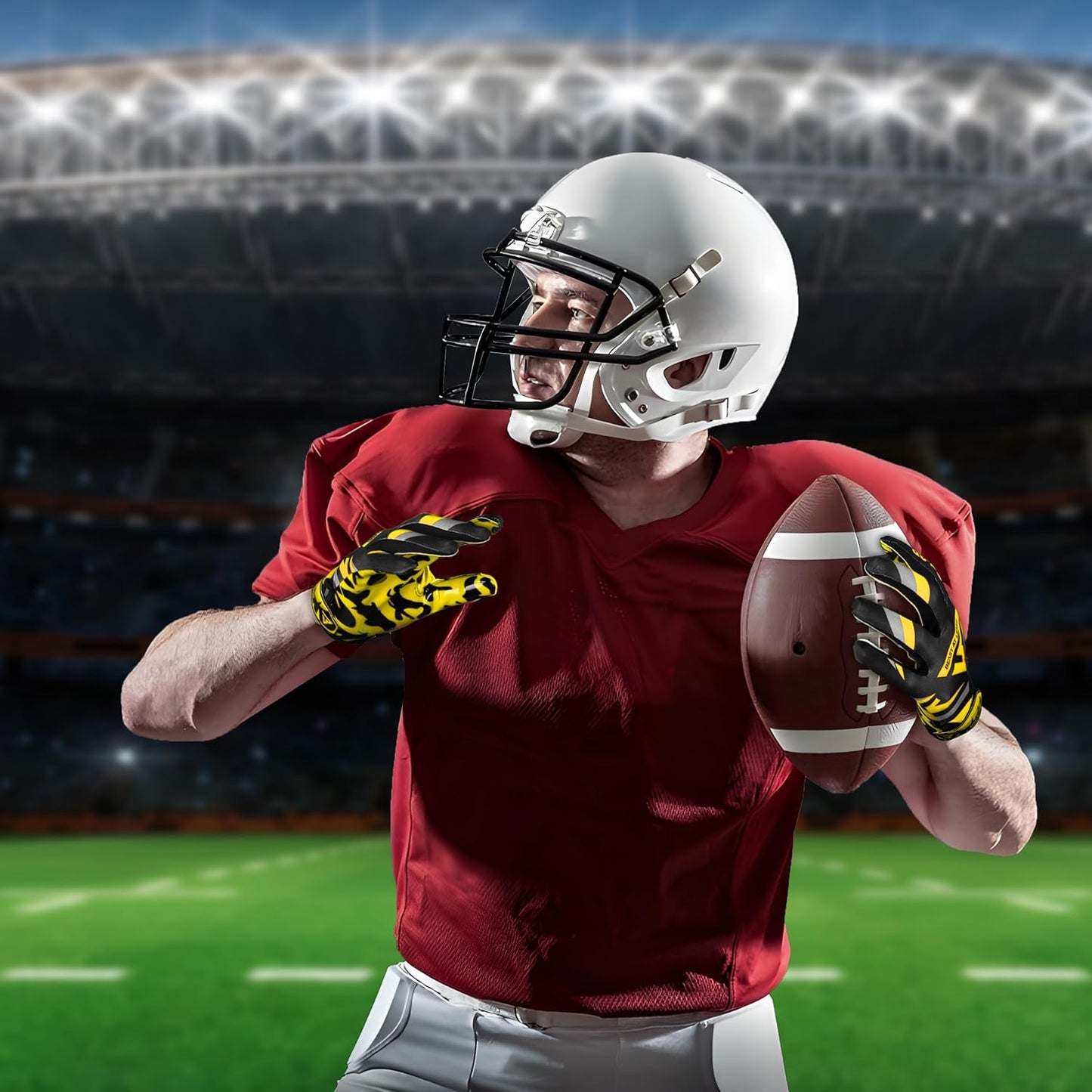 Youth Football Gloves, Sticky Wide Receiver Gloves for Kids & Adults, Flag Football Gloves with Enhanced Silicone Grip for Men Women, Breathable Football Gloves