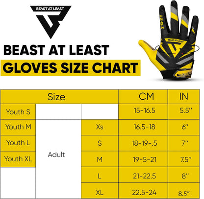 Youth Football Gloves, Sticky Wide Receiver Gloves for Kids & Adults, Flag Football Gloves with Enhanced Silicone Grip for Men Women, Breathable Football Gloves