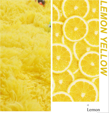 Yellow Round Rug 4Ft, Fluffy Carpets for Bedroom Girls,Cute Rug for Girls Room,Fuzzy Rug for Playroom,Circle Rugs for Kids Room,Shag Furry Carpet Rugs for Reading Nook, Baby Room
