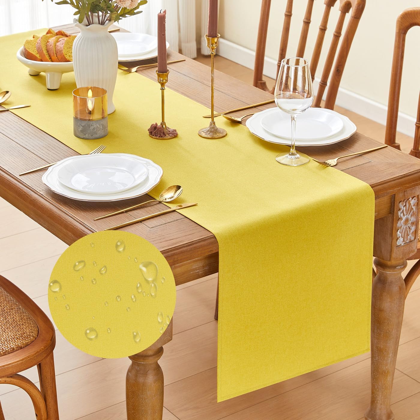 Yellow Table Runner Seasonal Autumn Kitchen Dining Coffee Table Decoration 72 Inches Long Waterproof Farmhouse Rustic Table Runner Halloween Home Wedding Party Birthday Decor 16x72Inch