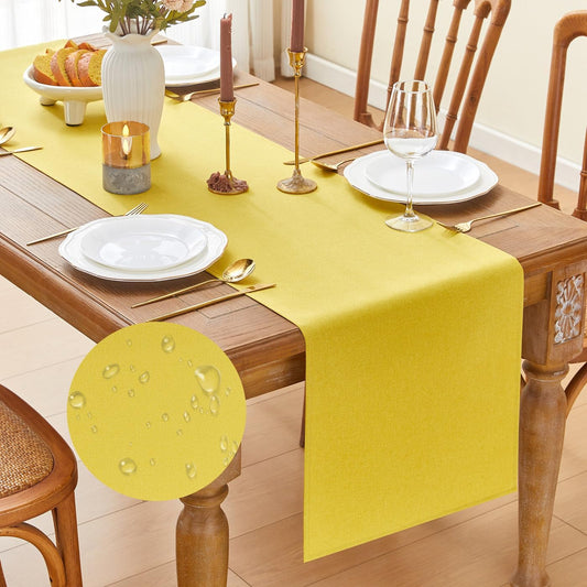 Yellow Table Runner Seasonal Autumn Kitchen Dining Coffee Table Decoration 72 Inches Long Waterproof Farmhouse Rustic Table Runner Halloween Home Wedding Party Birthday Decor 16x72Inch