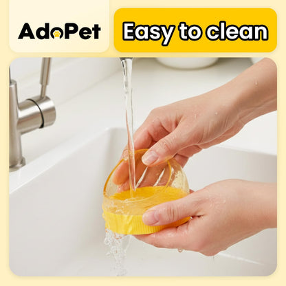 Cute Hamster Food Bowl Brown, Spill Resistant Dome Pet Feeding Dish for Small Animals, Easy Clean Durable Bowl (Yellow)