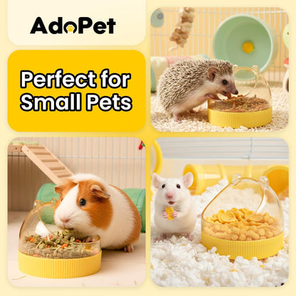Cute Hamster Food Bowl Brown, Spill Resistant Dome Pet Feeding Dish for Small Animals, Easy Clean Durable Bowl (Yellow)