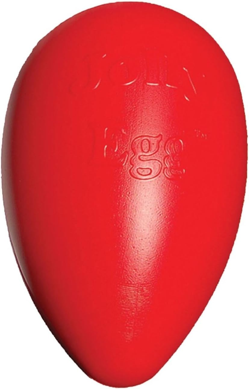 Jolly Egg Herding Dog Toy, 12 in, Yellow - Large | Large egg-shaped herding ball for dogs over 40 lbs, rolls unpredictably to trigger chase instincts, floats, made in USA