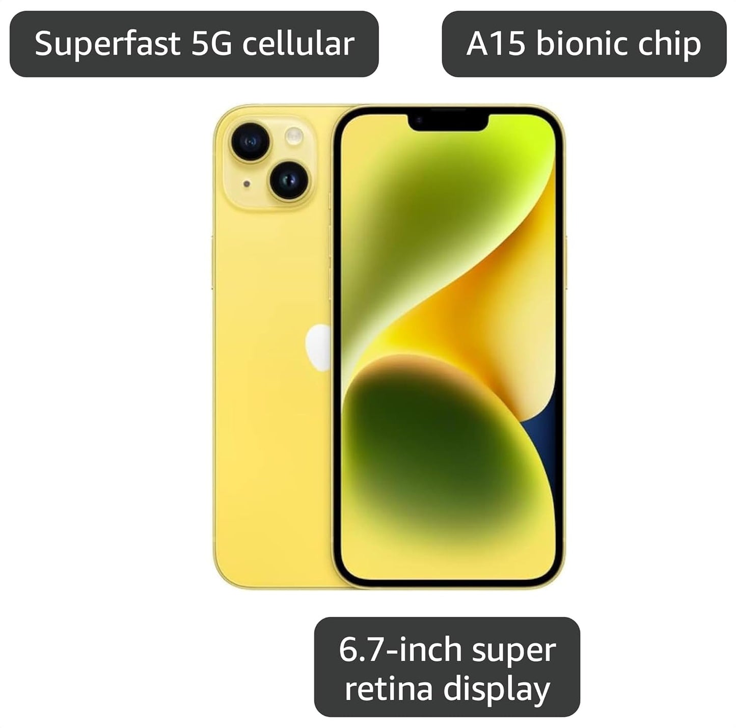 Apple iPhone 14 Plus, 128GB, Yellow - Locked to Verizon (Renewed)