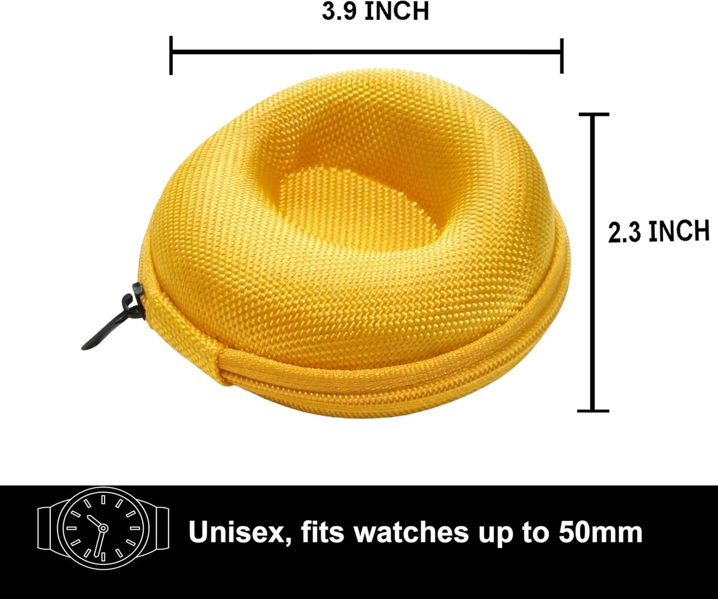 Portable Single Watch Cases | Zippered Travel Storage Boxes with Soft Cushion For Wristwatches & Smart Watches up to 50mm Compact Protection for Men & Women (Blue+Yellow)