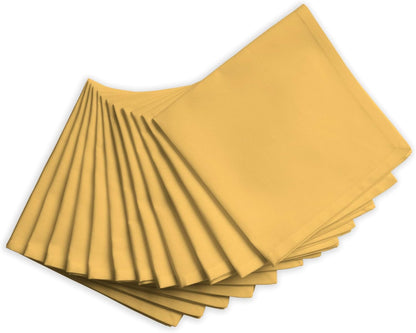 Cloth Napkins Set of 12 100% Cotton Everyday Reusable Square Napkins Cloth Washable, Dinner, Party, Wedding, Restaurant, Kitchen, Hotel (Summer Yellow, 20" X 20")