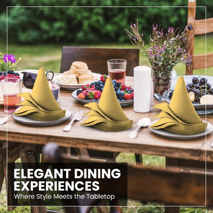 Cloth Napkins Set of 12 100% Cotton Everyday Reusable Square Napkins Cloth Washable, Dinner, Party, Wedding, Restaurant, Kitchen, Hotel (Summer Yellow, 20" X 20")