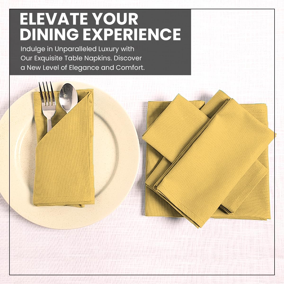Cloth Napkins Set of 12 100% Cotton Everyday Reusable Square Napkins Cloth Washable, Dinner, Party, Wedding, Restaurant, Kitchen, Hotel (Summer Yellow, 20" X 20")