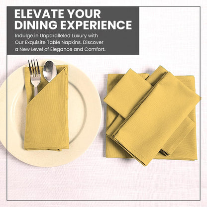 Cloth Napkins Set of 12 100% Cotton Everyday Reusable Square Napkins Cloth Washable, Dinner, Party, Wedding, Restaurant, Kitchen, Hotel (Summer Yellow, 20" X 20")