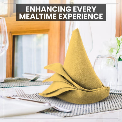 Cloth Napkins Set of 12 100% Cotton Everyday Reusable Square Napkins Cloth Washable, Dinner, Party, Wedding, Restaurant, Kitchen, Hotel (Summer Yellow, 20" X 20")