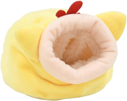 Hamster Hammock Winter Warm Velvet Small Pet Cage Sleep Nest Bed for Guinea Pigs Hedgehog Squirrel Cage Accessories Soft Breathable for Autumn Winter (Yellow)