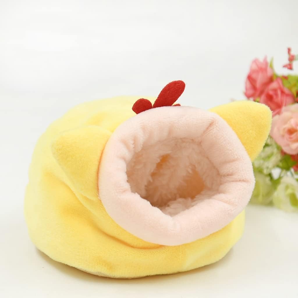 Hamster Hammock Winter Warm Velvet Small Pet Cage Sleep Nest Bed for Guinea Pigs Hedgehog Squirrel Cage Accessories Soft Breathable for Autumn Winter (Yellow)