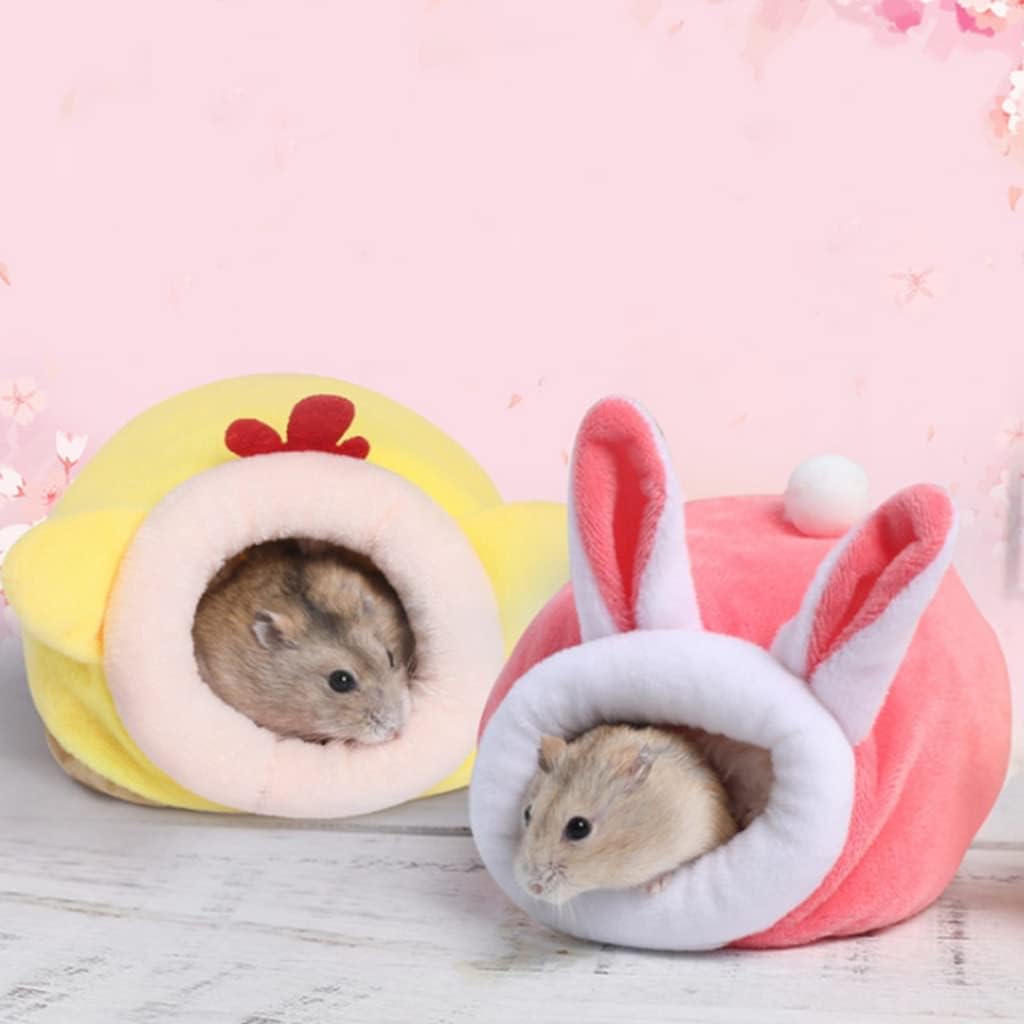 Hamster Hammock Winter Warm Velvet Small Pet Cage Sleep Nest Bed for Guinea Pigs Hedgehog Squirrel Cage Accessories Soft Breathable for Autumn Winter (Yellow)