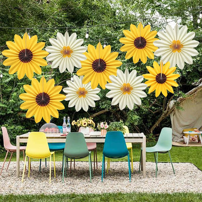 9 Pcs Sunflower Paper Fans, Sunflower Birthday Party Baby Shower Decoration Yellow Flower Wall Fan Decor for Bulletin Board Classroom
