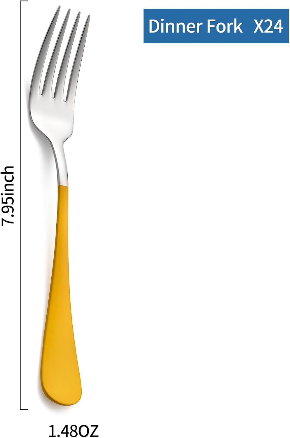 Dinner Forks,24 Pieces yellow 18/0 Stainless Steel Silverware Forks,Table Forks,Flatware Forks,8 Inches,Mirror Polish & Dishwasher Safe,Use for Home,Kitchen or Restaurant
