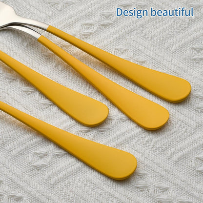 Dinner Forks,24 Pieces yellow 18/0 Stainless Steel Silverware Forks,Table Forks,Flatware Forks,8 Inches,Mirror Polish & Dishwasher Safe,Use for Home,Kitchen or Restaurant