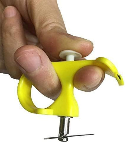Needle Puller, 3 in 1 Thread Cutter Sewing Thimble Shielded Protector Pin Needles Quilting Craft Accessories DIY Sewing Tools (Yellow)