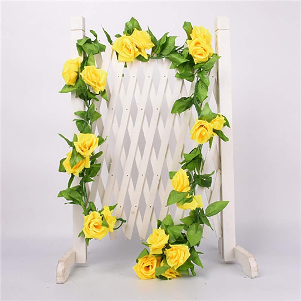 2 Pack 4.2 Feet/Piece Artificial Flower Vine Rattan Hanging Silk Rose Garland for Wedding Venue Backdrops Flower Walls Photo Background Bridal Showers, Baby Showers, and Event Decor (Yellow)
