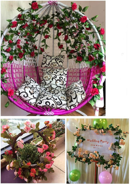 2 Pack 4.2 Feet/Piece Artificial Flower Vine Rattan Hanging Silk Rose Garland for Wedding Venue Backdrops Flower Walls Photo Background Bridal Showers, Baby Showers, and Event Decor (Yellow)