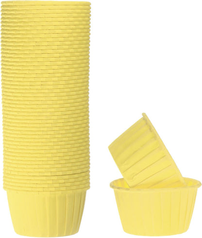 50Pcs Cupcake Baking Cups 3.5oz Standard Size Paper Cupcake Liners Greaseproof Wrappers Disposable for Wedding Birthdays Christmas Dessert, Yellow