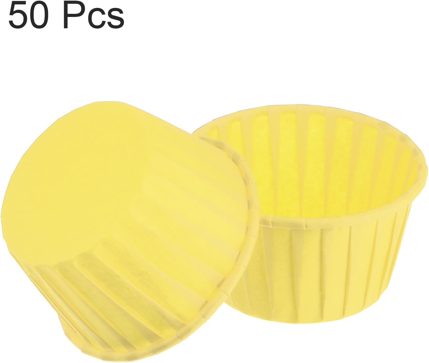 50Pcs Cupcake Baking Cups 3.5oz Standard Size Paper Cupcake Liners Greaseproof Wrappers Disposable for Wedding Birthdays Christmas Dessert, Yellow