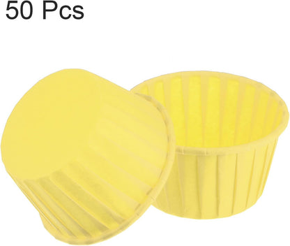50Pcs Cupcake Baking Cups 3.5oz Standard Size Paper Cupcake Liners Greaseproof Wrappers Disposable for Wedding Birthdays Christmas Dessert, Yellow