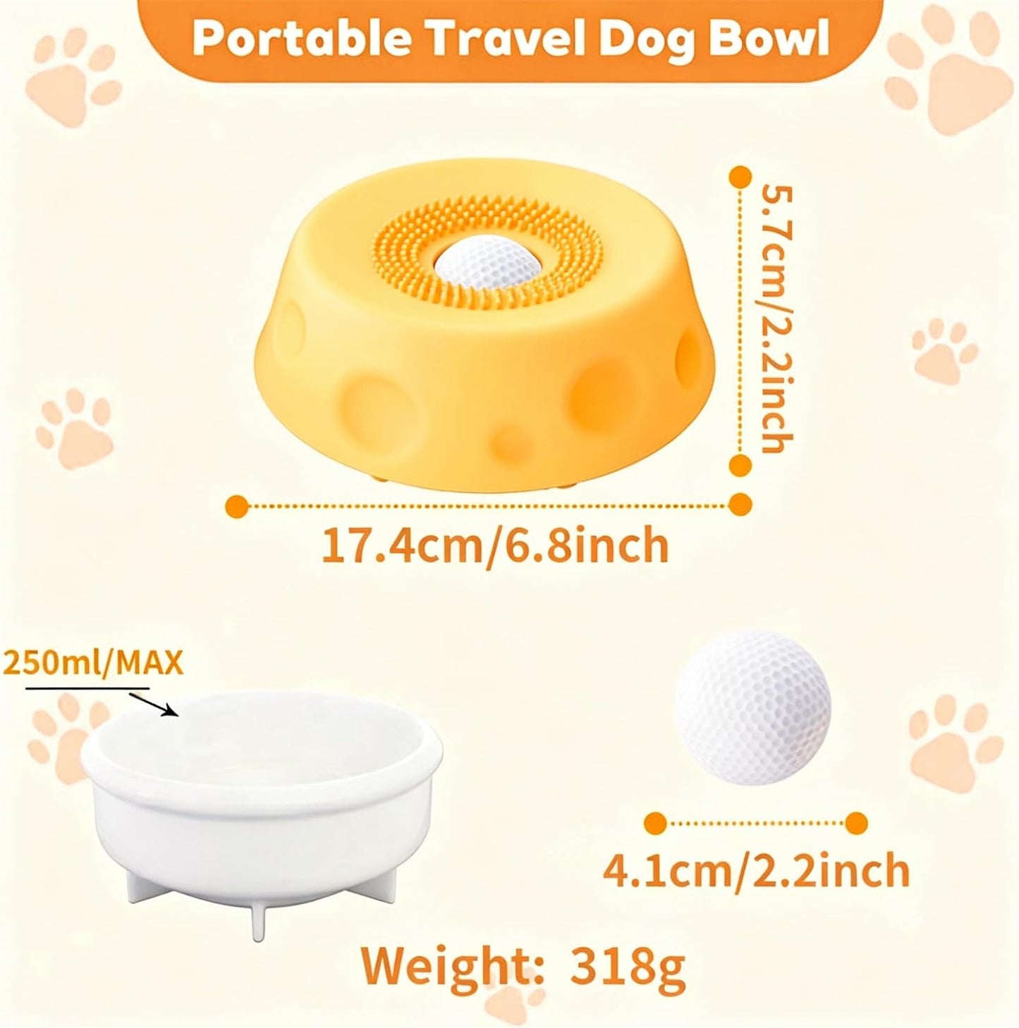 Lick Sphere Slow Feeder Bowl for Dogs & Cats – Interactive Anti-Slip Toy for Liquid, Wet Food & Treats, Anxiety Relief & Enrichment (Yellow)