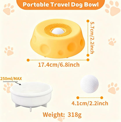 Lick Sphere Slow Feeder Bowl for Dogs & Cats – Interactive Anti-Slip Toy for Liquid, Wet Food & Treats, Anxiety Relief & Enrichment (Yellow)