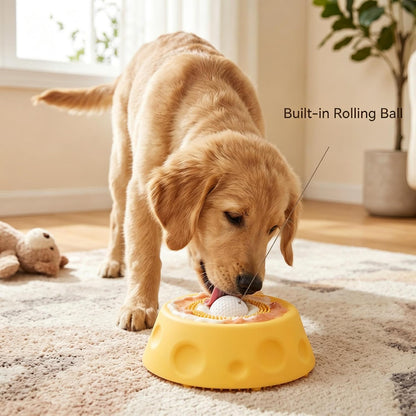 Lick Sphere Slow Feeder Bowl for Dogs & Cats – Interactive Anti-Slip Toy for Liquid, Wet Food & Treats, Anxiety Relief & Enrichment (Yellow)