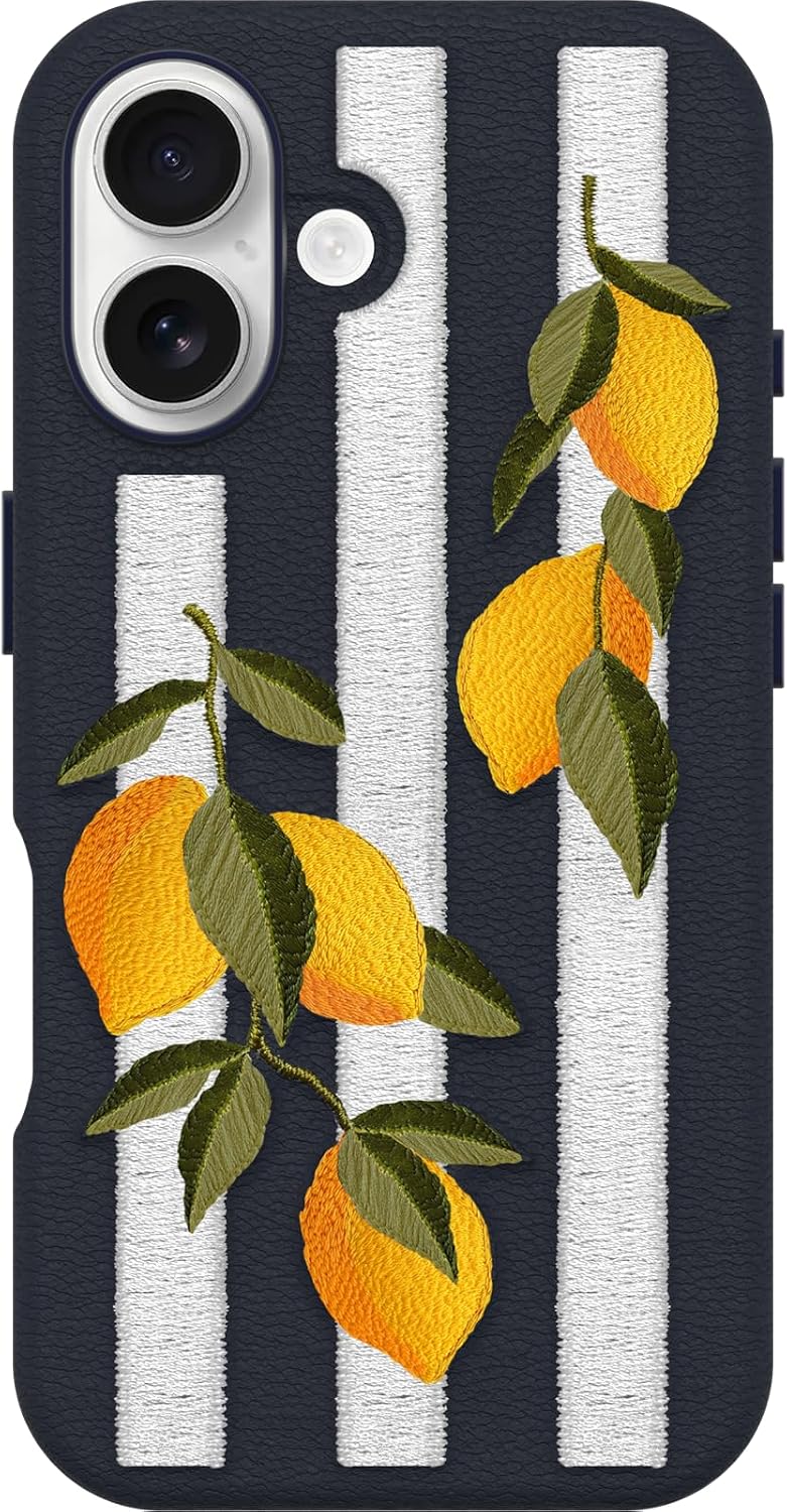 iPhone 16 - Cactus Leather MagSafe Case - Lemon | Cactus Based Leather - Felt Lining - Slim - Raised Edges - Metal Buttons - 3X MIL Drop Protection - Non-Retail Packaging
