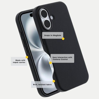 iPhone 16 - Cactus Leather MagSafe Case - Lemon | Cactus Based Leather - Felt Lining - Slim - Raised Edges - Metal Buttons - 3X MIL Drop Protection - Non-Retail Packaging