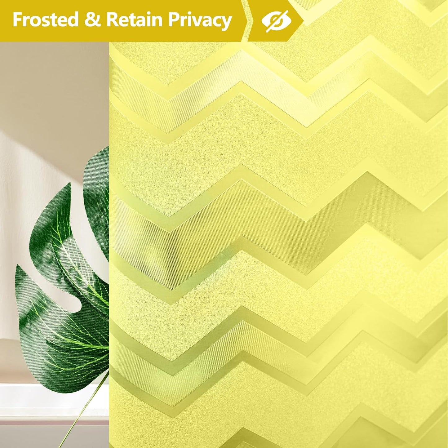 Waterproof PEVA Shower Curtain Yellow Striped, 3D Frosted Shower Curtain Liner with 3 Large Magnets, Bathroom Translucent Plastic Shower Curtain with Water Ripple Pattern
