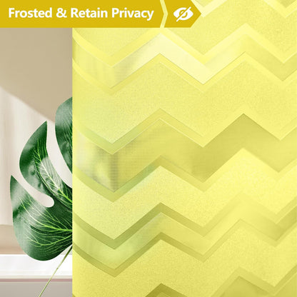 Waterproof PEVA Shower Curtain Yellow Striped, 3D Frosted Shower Curtain Liner with 3 Large Magnets, Bathroom Translucent Plastic Shower Curtain with Water Ripple Pattern