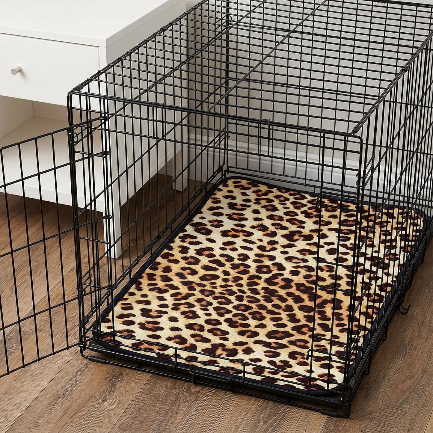 Leopard Print Cat Litter Mat 24x18, Yellow Spotted Leopard Print Kitty Litter Box mat for Cat Machine Washable Easy Clean Soft Non-Slip Pet Food Mats for Floor Rug