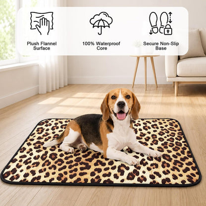 Leopard Print Cat Litter Mat 24x18, Yellow Spotted Leopard Print Kitty Litter Box mat for Cat Machine Washable Easy Clean Soft Non-Slip Pet Food Mats for Floor Rug