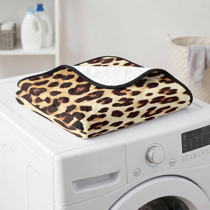 Leopard Print Cat Litter Mat 24x18, Yellow Spotted Leopard Print Kitty Litter Box mat for Cat Machine Washable Easy Clean Soft Non-Slip Pet Food Mats for Floor Rug