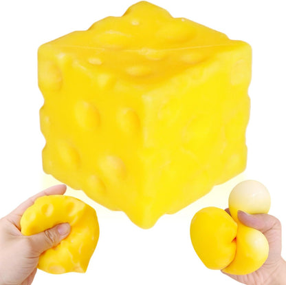 Yellow Cheese Squishy Slow Rising Toy, Soft Squeeze Cheese Block Fidget Toy, Stress Relief Sensory Toy for Kids Adults, Cute Desk Decor & Gift, Easter Basket Stuffers, Office Classroom Fidget Pack