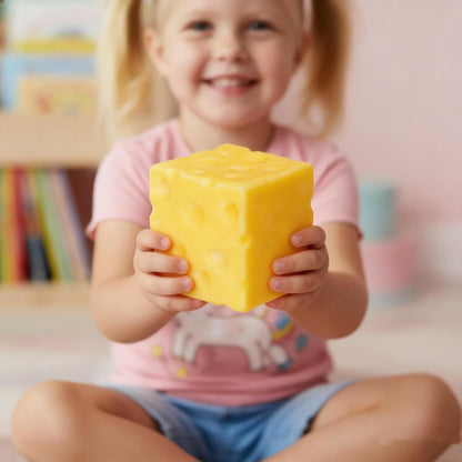 Yellow Cheese Squishy Slow Rising Toy, Soft Squeeze Cheese Block Fidget Toy, Stress Relief Sensory Toy for Kids Adults, Cute Desk Decor & Gift, Easter Basket Stuffers, Office Classroom Fidget Pack