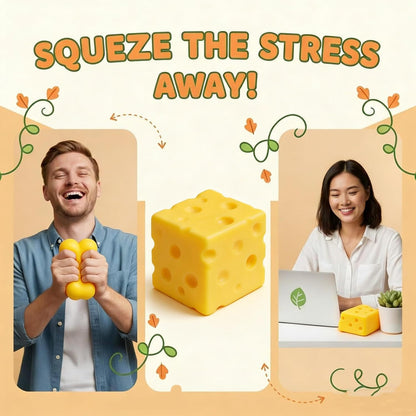 Yellow Cheese Squishy Slow Rising Toy, Soft Squeeze Cheese Block Fidget Toy, Stress Relief Sensory Toy for Kids Adults, Cute Desk Decor & Gift, Easter Basket Stuffers, Office Classroom Fidget Pack