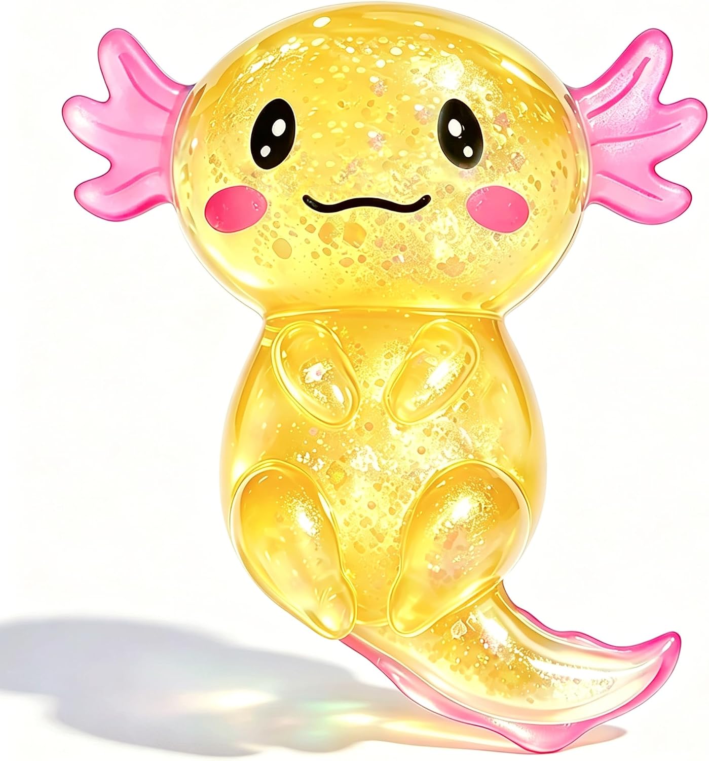 Axolotl Squishy Stress Ball for Adults Collectible Figurines | Sensory Salamander Sugar Ball Animal Stress Relief Party Favors for Desk Deroc (Yellow)