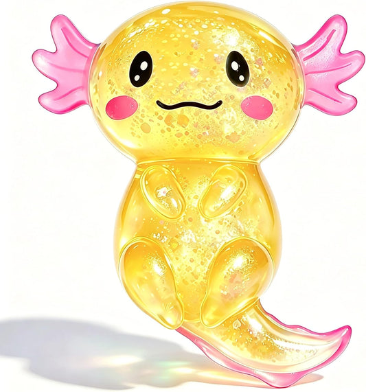 Axolotl Squishy Stress Ball for Adults Collectible Figurines | Sensory Salamander Sugar Ball Animal Stress Relief Party Favors for Desk Deroc (Yellow)