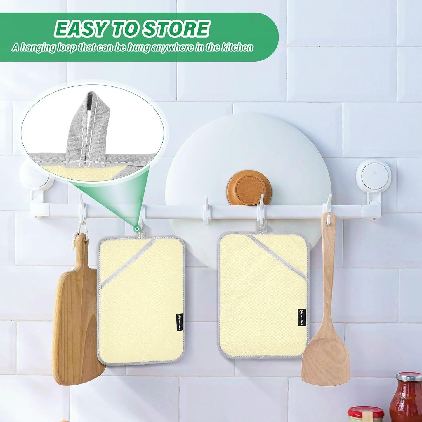 2 Pack Pot Holders, Solid Color Light Yellow Pattern Oven Mitts Cooking and Baking Hot Pads Sets for Kitchen Countertops, Square 7x9.8 in