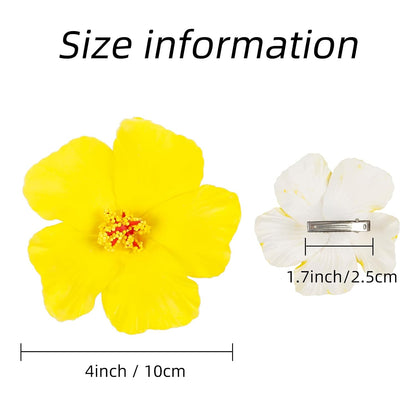 Hawaiian Flower Hair Clips for Women 5Pcs Flower Clips for Hair | 4” Plumeria Hibiscus Hair Clip Artificial Flowers for Hair Luau Tropical Beach Accessories