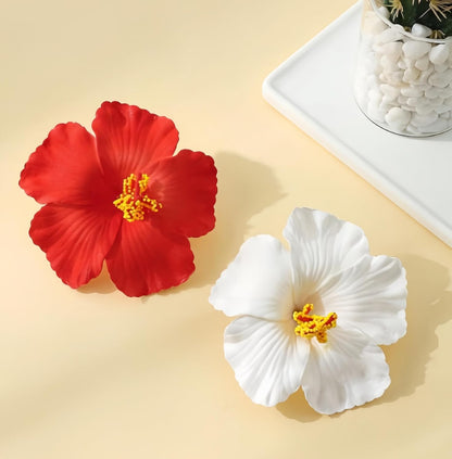 Hawaiian Flower Hair Clips for Women 5Pcs Flower Clips for Hair | 4” Plumeria Hibiscus Hair Clip Artificial Flowers for Hair Luau Tropical Beach Accessories