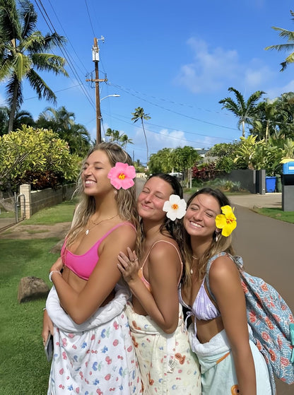 Hawaiian Flower Hair Clips for Women 5Pcs Flower Clips for Hair | 4” Plumeria Hibiscus Hair Clip Artificial Flowers for Hair Luau Tropical Beach Accessories