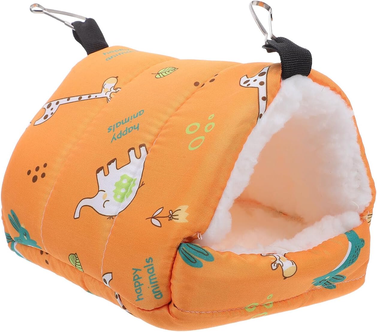 Parrot Cotton Nest and Hamster Hanging Bed, Winter Thickened Warm Small Animal Shelter 16x13x16cm, Yellow Cage Hammock for Guinea Pig, Chinchilla, Bird Sleeping Cushion
