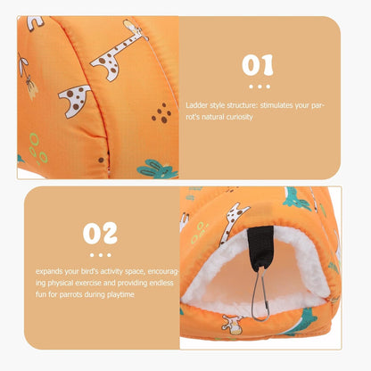 Parrot Cotton Nest and Hamster Hanging Bed, Winter Thickened Warm Small Animal Shelter 16x13x16cm, Yellow Cage Hammock for Guinea Pig, Chinchilla, Bird Sleeping Cushion