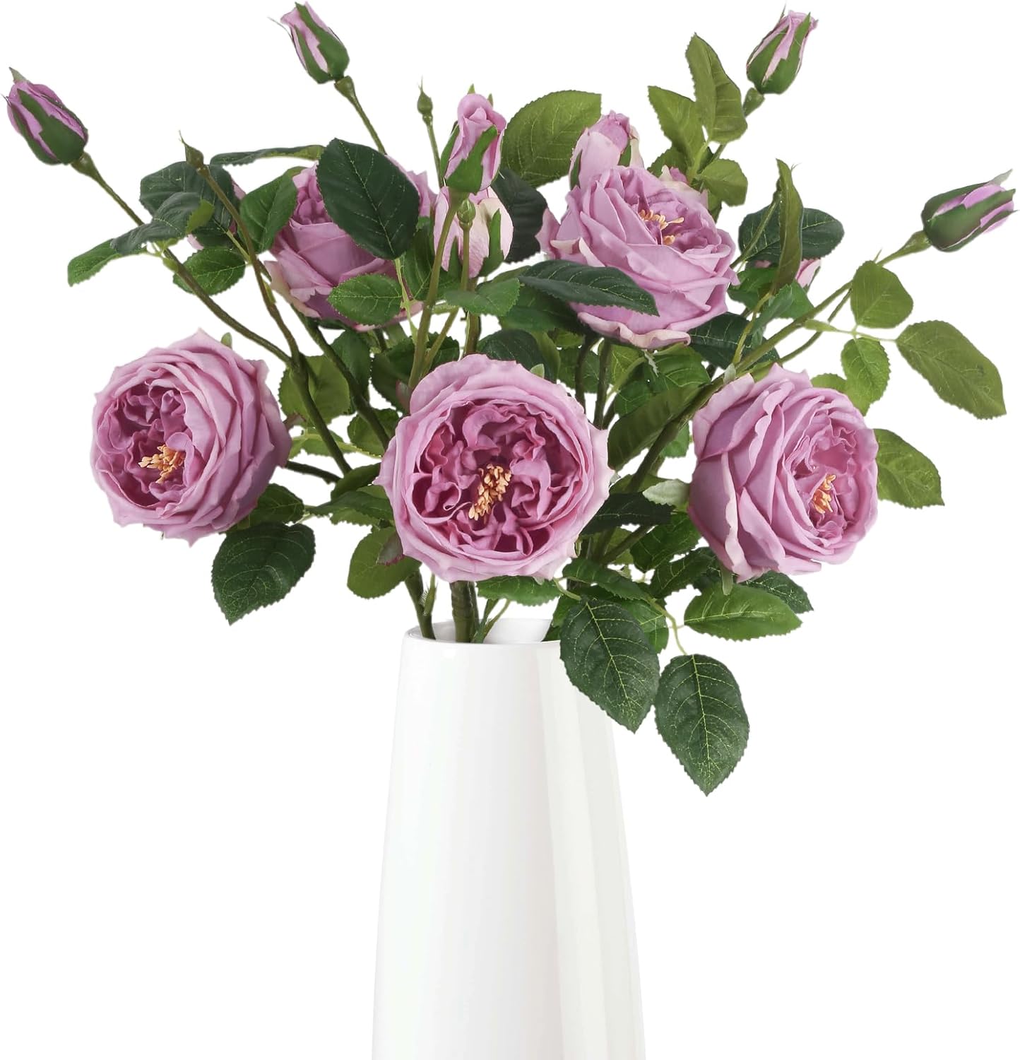 Real Touch Austin Roses Peonies Artificial Flowers 4 Bouquets Latex Fake Peonies with Long Stem Realistic Faux Peonies Flower for Wedding Party Home Table Centerpieces Decorations (Champagne)